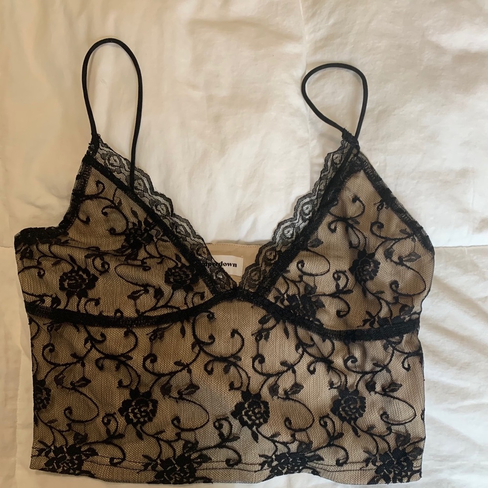 Revolve superdown lace black tank crop